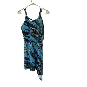 Hanna Nicole Blue and Black Patterned  Flirty Swim Dress size 16 W new with tag